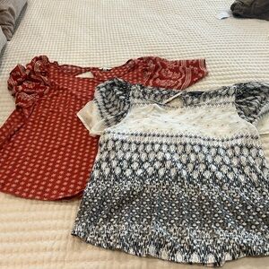 Lucky Brand Red and Black Patterned Blouses